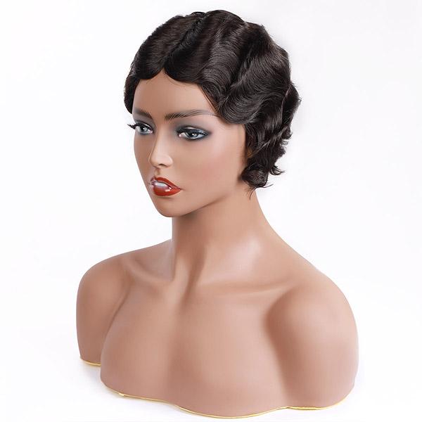 One More Finger Waves Machine Made Wig 100% Remy Human Hair