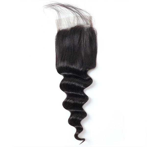 Loose Deep Wave Human Hair 4*4 Lace Closure 1 Piece 10A Brazilian Hair Swiss Lace