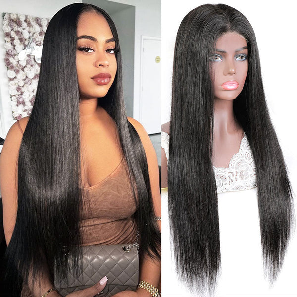 Glueless Lace Wig Straight Hair 4x4 Lace Closure Wig Pre-Cut Human Hair Wigs for Women
